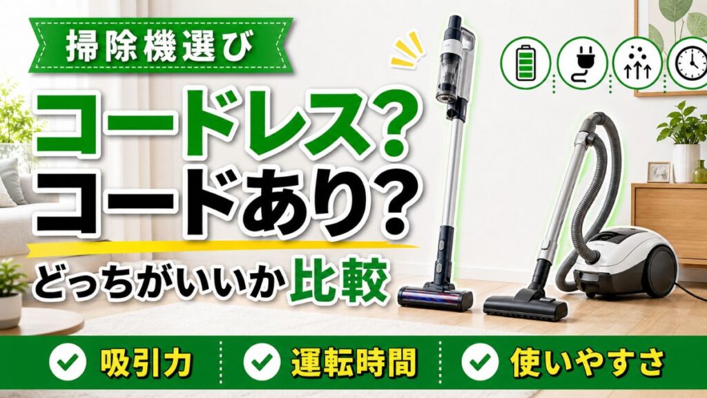 掃除機はコードレスとコードありどっち