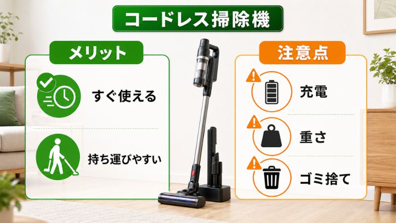 コードレス掃除機のメリット・デメリット