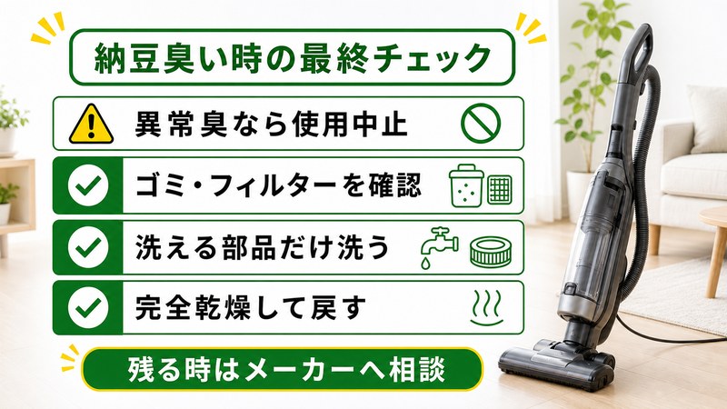 掃除機が納豆臭い時の使用中止・ゴミ・フィルター・乾燥チェック