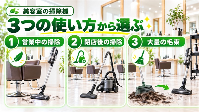美容室におすすめの掃除機を3つの使い方から選ぶポイント