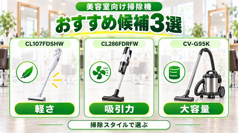 美容室向け掃除機のおすすめ候補3選