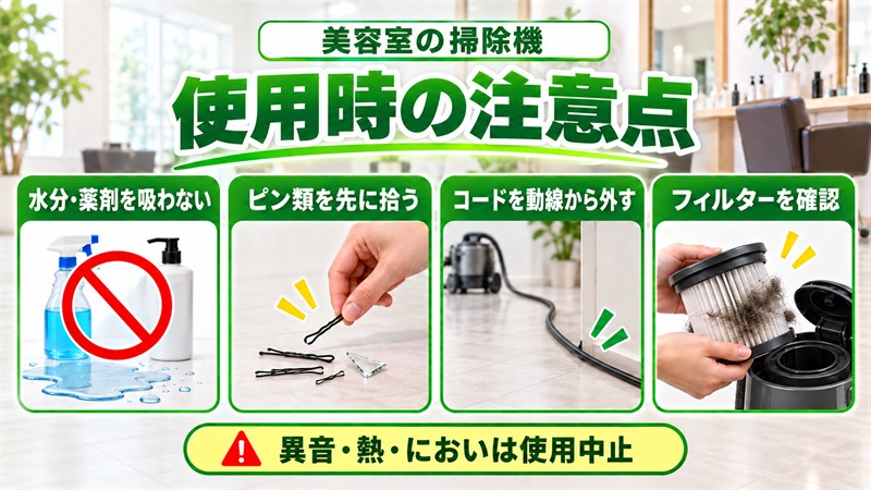 美容室で掃除機を安全に使うための注意点