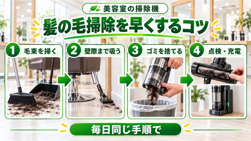 美容室の髪の毛掃除を早く終える運用のコツ